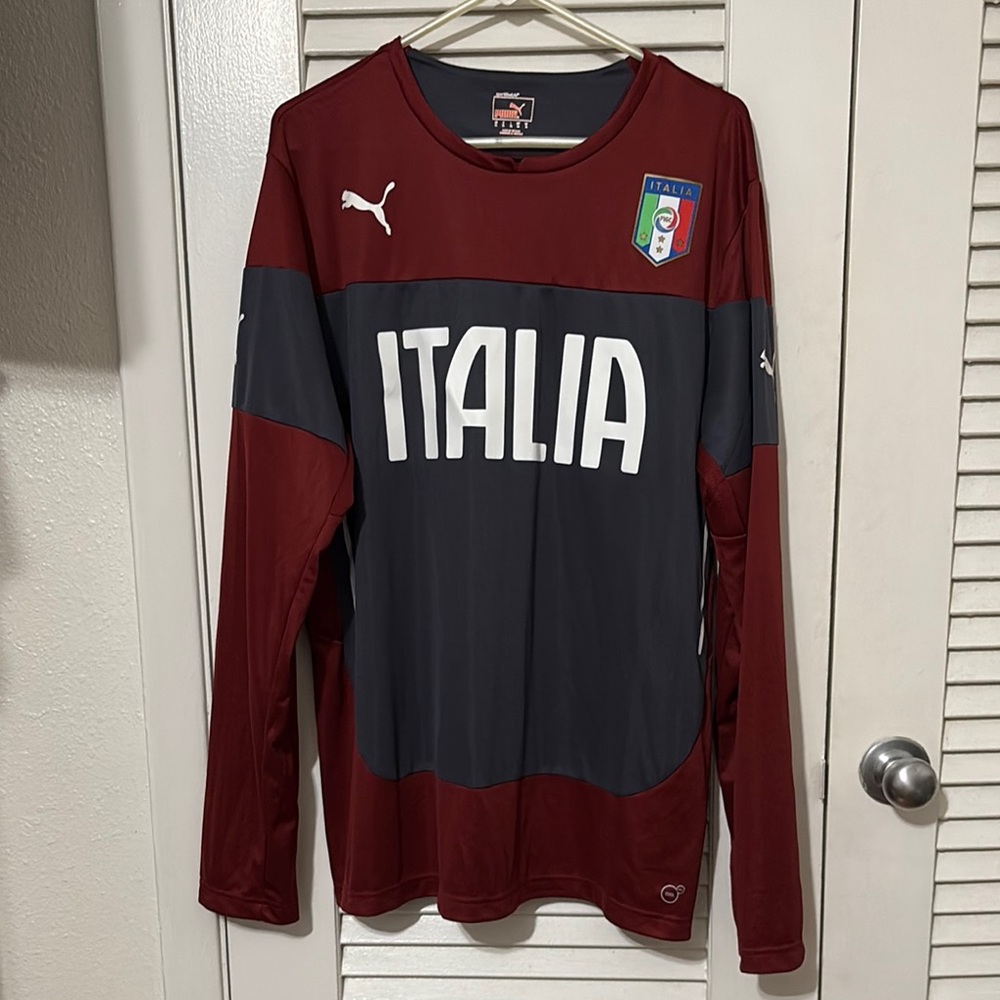 Puma Italia Maroon and Gray Soccer Jersey